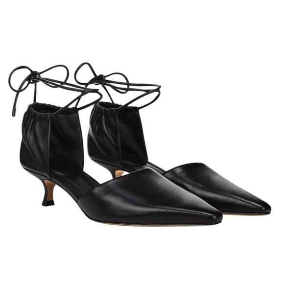 VINCE Leather Sarai Kitten Heeled Pumps With Ankle Tie Closure - Picture 1 of 4